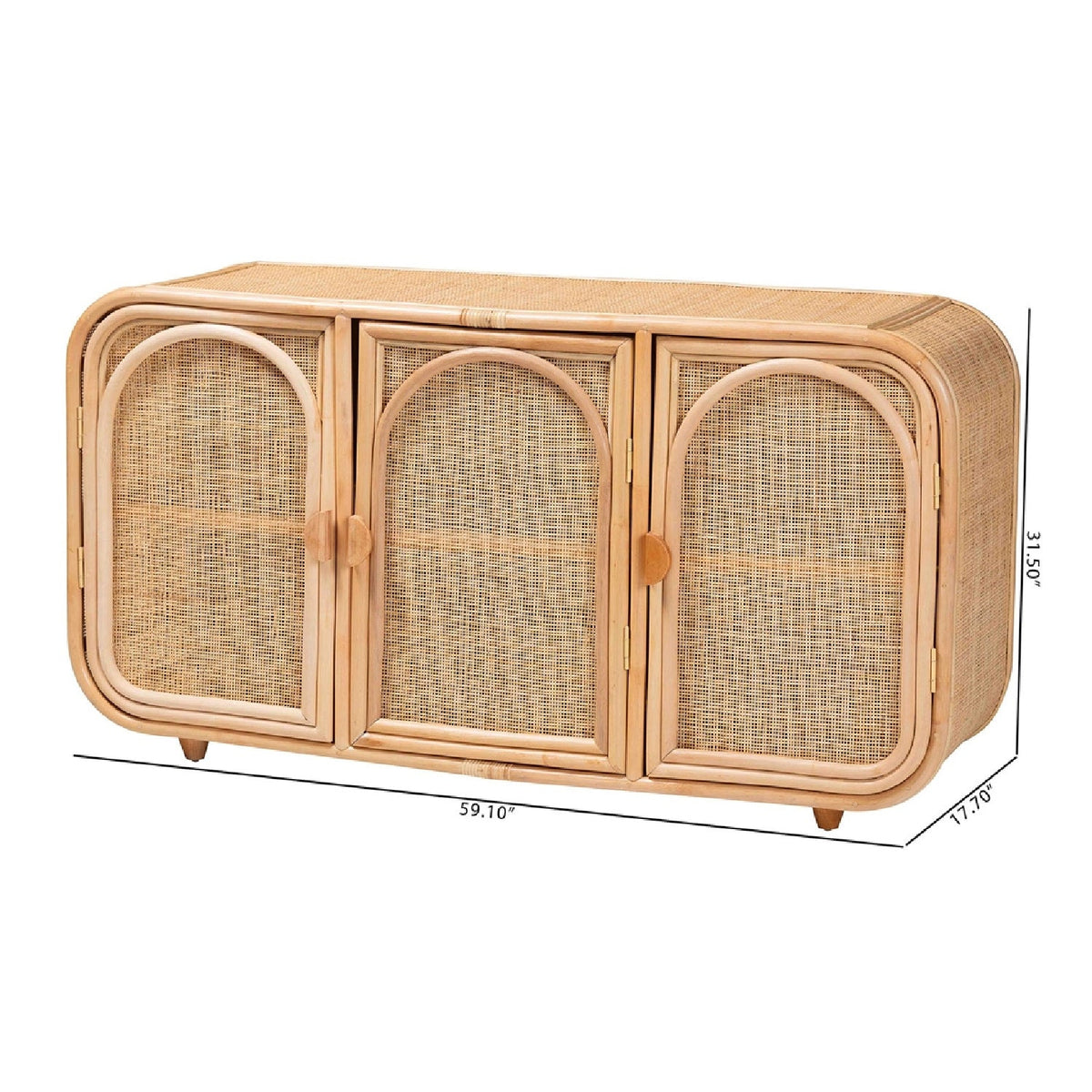 Modern European furniture - Handcrafted Rattan 3 Door Cabinet - www.oroa.com
