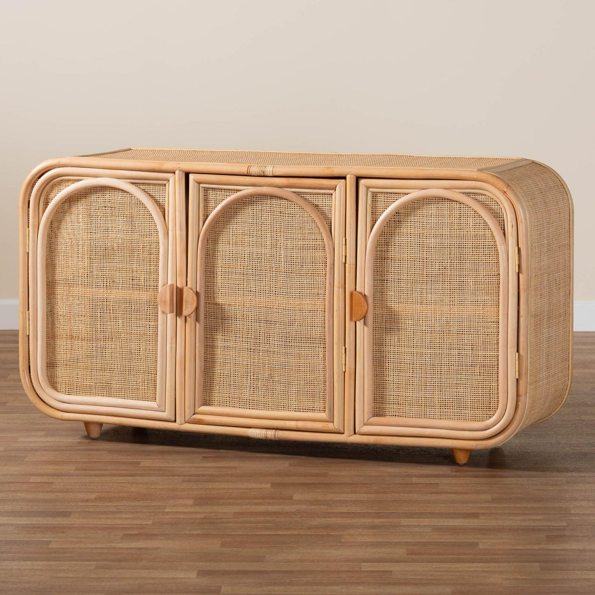 Modern European furniture - Handcrafted Rattan 3 Door Cabinet - www.oroa.com