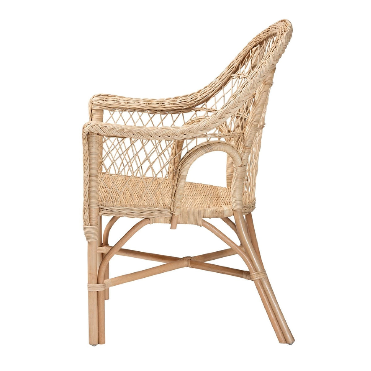 Modern European furniture - Natural Braided Rattan Lounge Chair - www.oroa.com