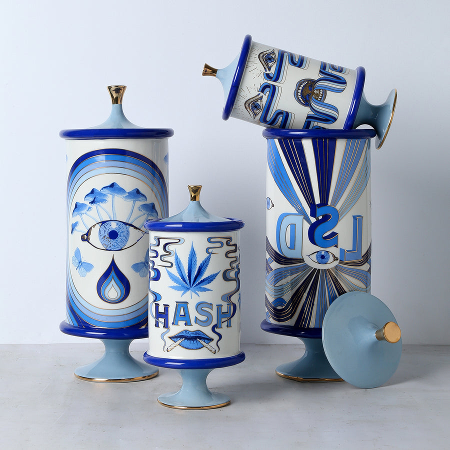 Blue-Toned Porcelain Weed Canister | Jonathan Adler Druggist | Oroa.com