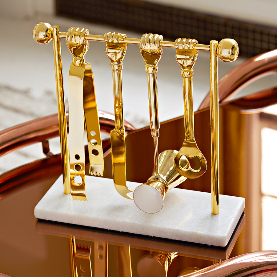 Brass Finish Barware Set | Jonathan Adler Barbell