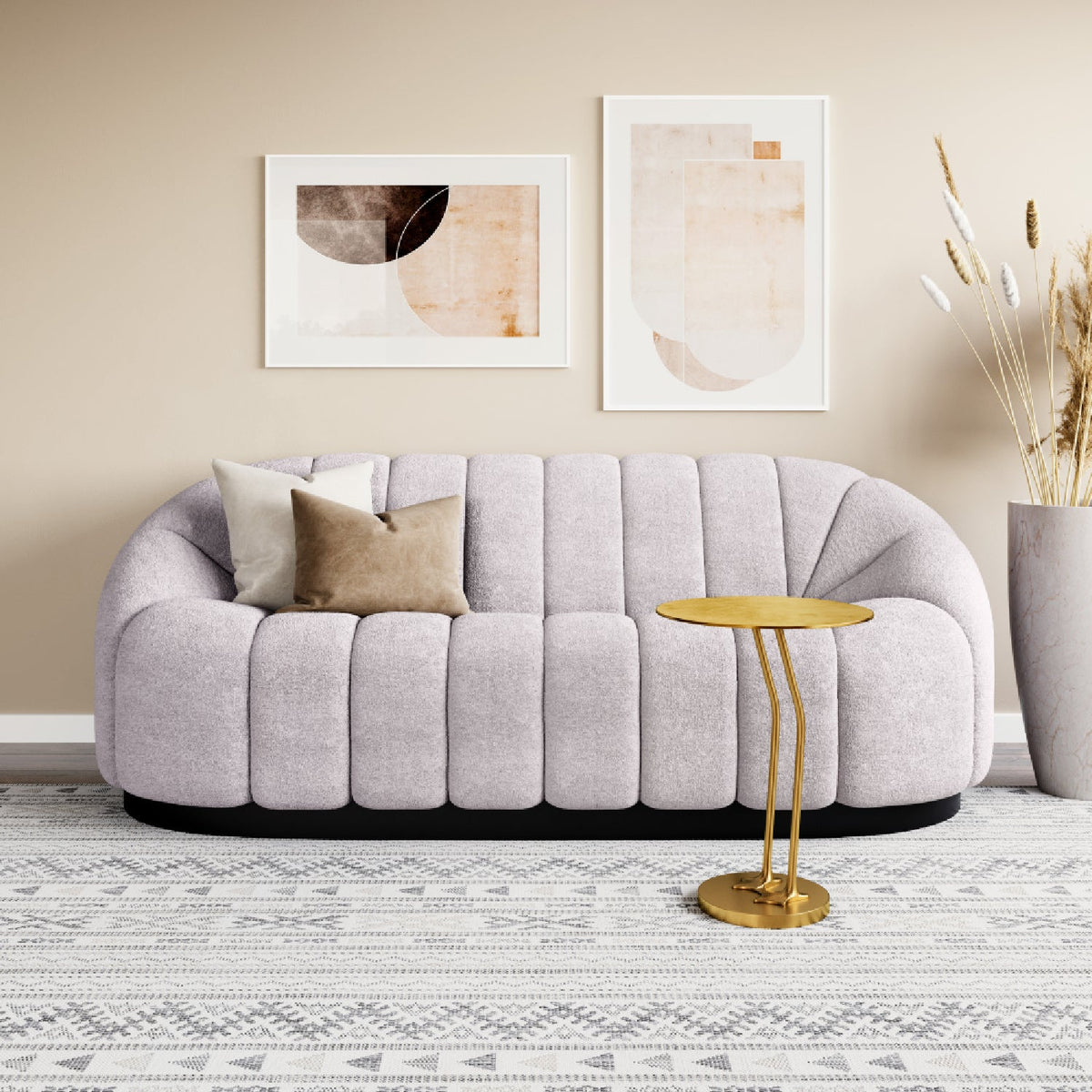 Shearling Channeled Sofa | OROA Modern Bhutan