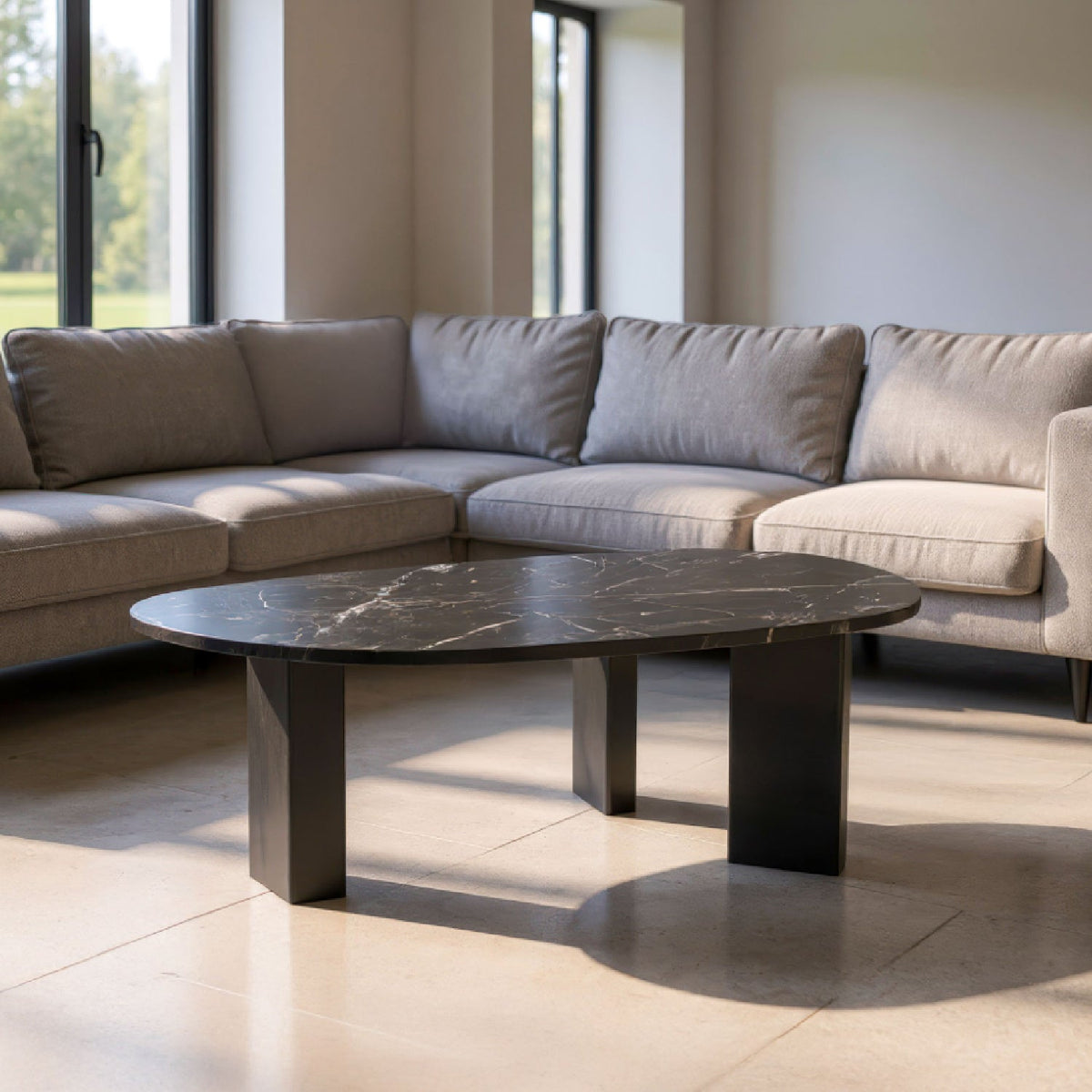 Organic-Shaped Marble Coffee Table | OROA Modern Aberdeen