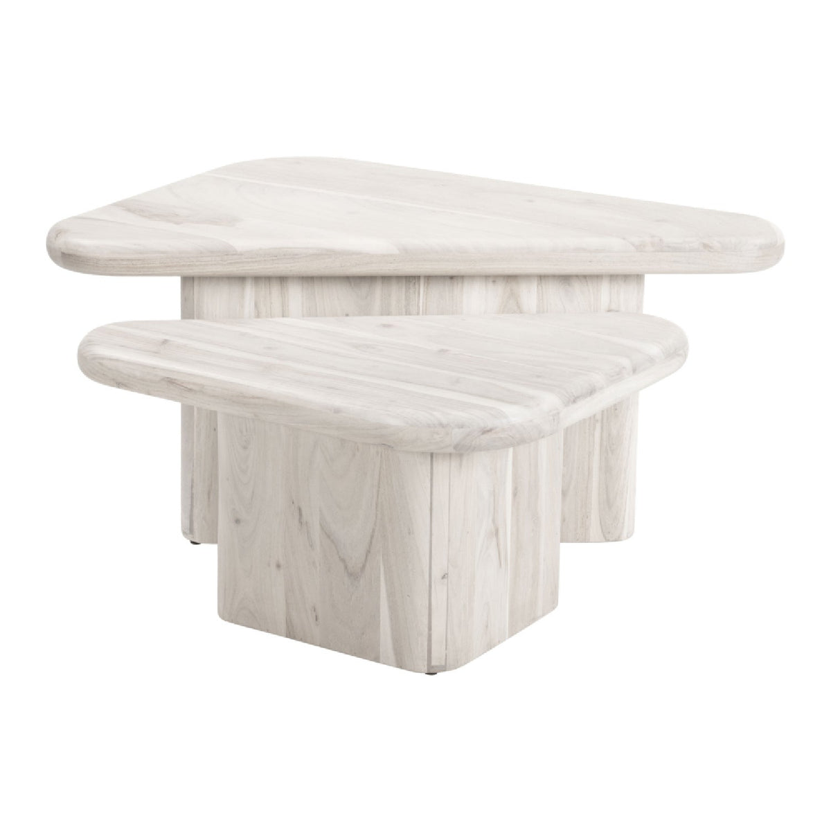 Whitewashed Acacia Coffee Table Set | OROA Modern Navidic