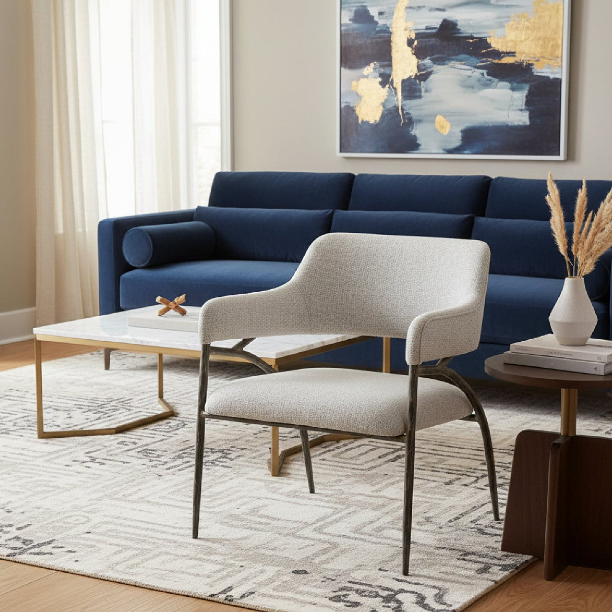 Gray Textured Fabric Accent Chair | OROA Modern Vesterboro
