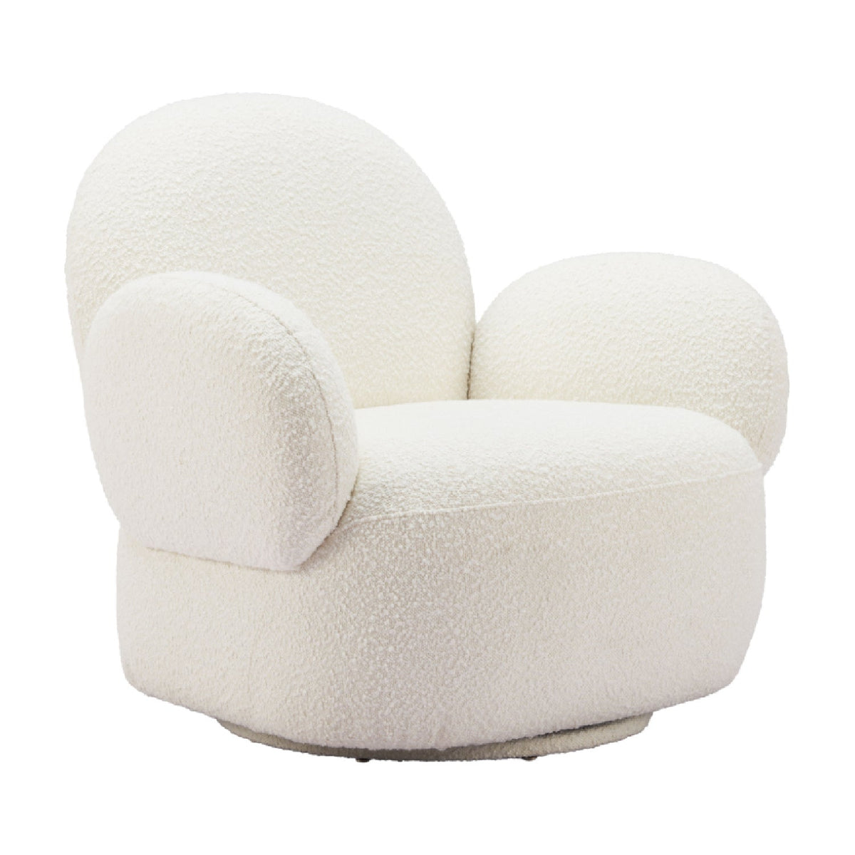 White Shearling Swivel Chair | OROA Modern Pilka