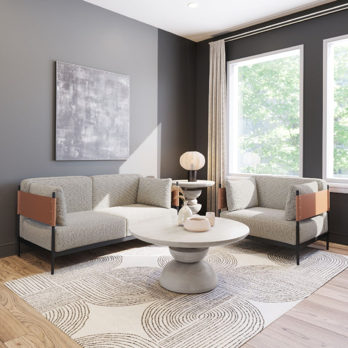 Gray Textured Fabric Loveseat | OROA Modern Stirbe | Oroa.com