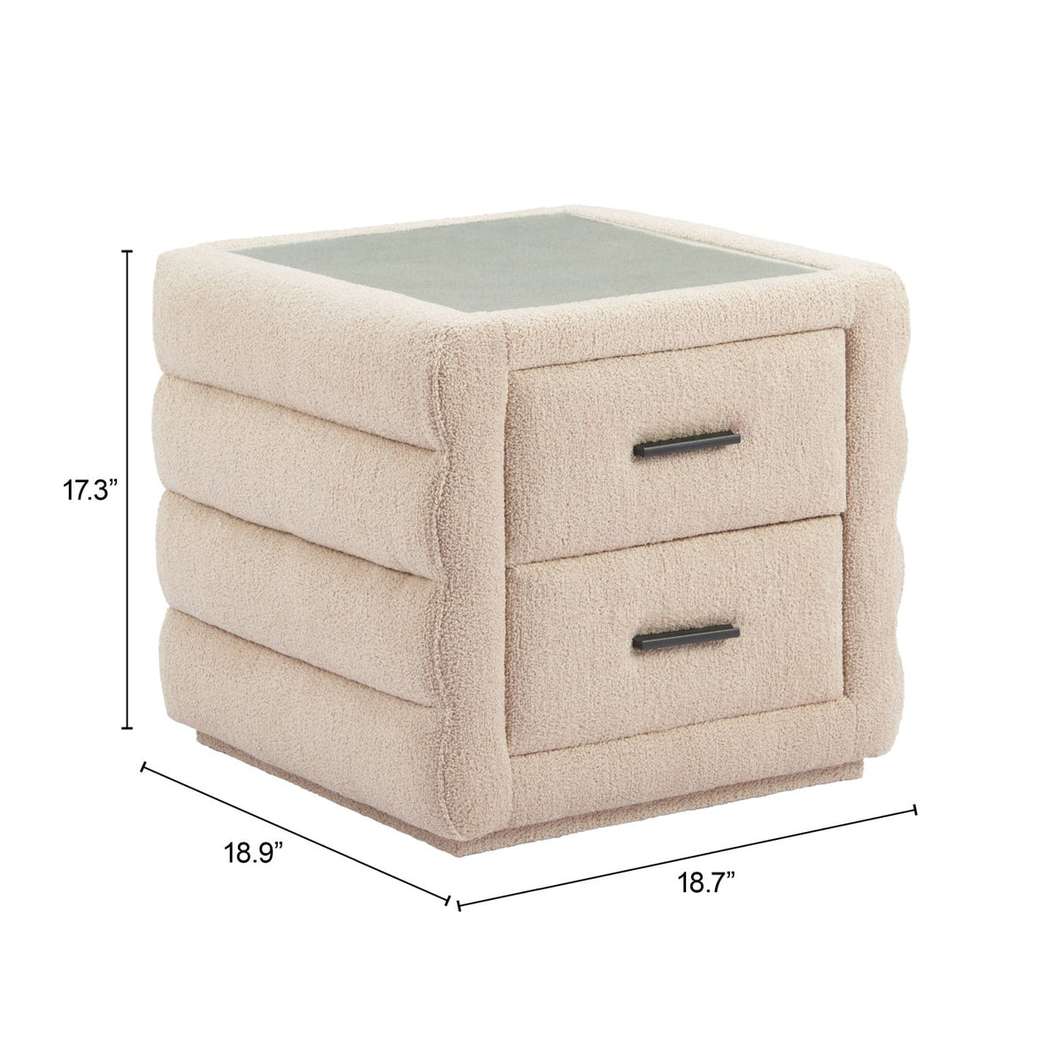 Beige Shearling 2-Drawer Nightstand | OROA Modern Soffice | Oroa.com