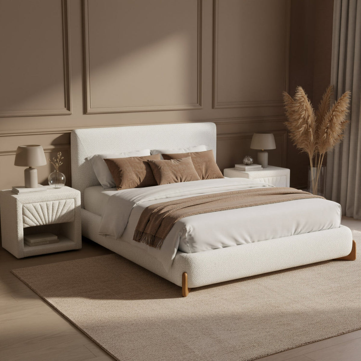 White Fabric 1-Drawer Nightstand | OROA Modern Barris | Oroa.com