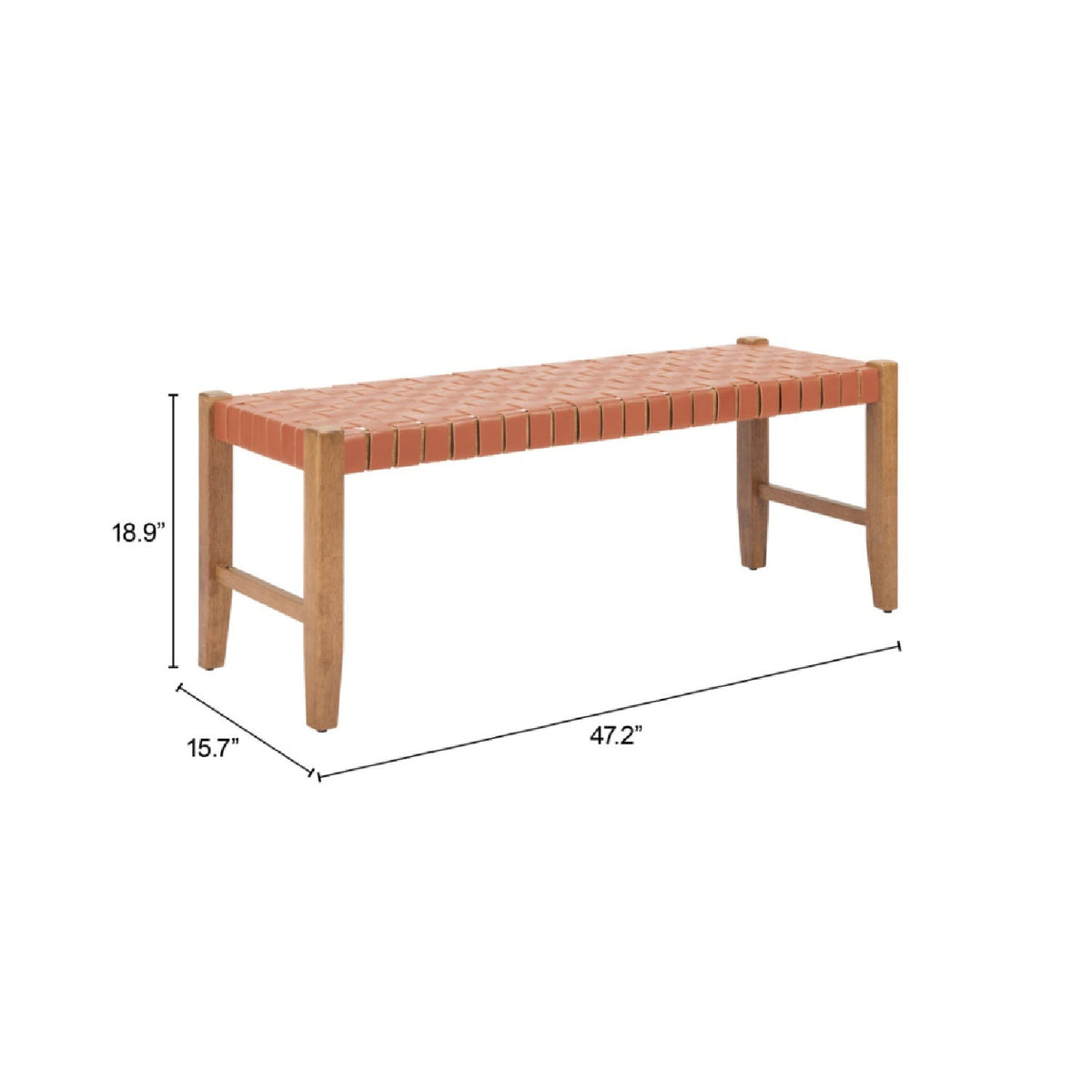 Tan Woven Leather Bench | OROA Modern Bandani