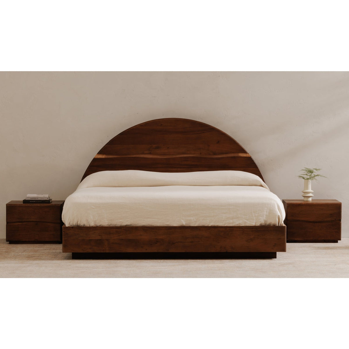 Modern European furniture - Arched Acacia Wood Bed - www.oroa.com