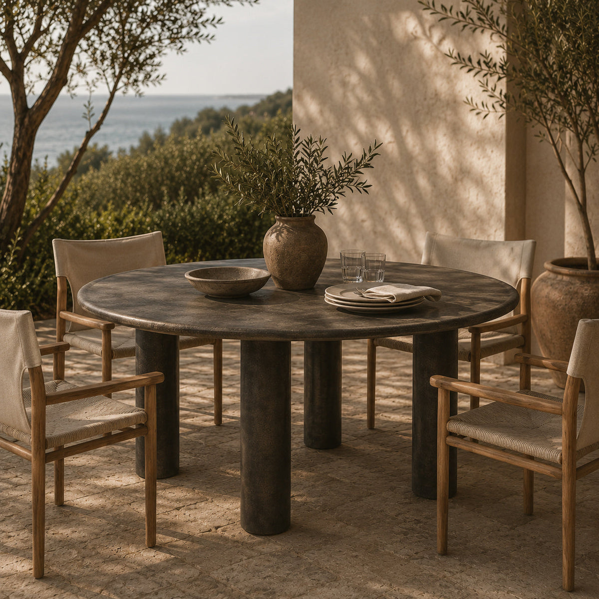 Bronze Round Outdoor Dining Table | Novi Living Deacon