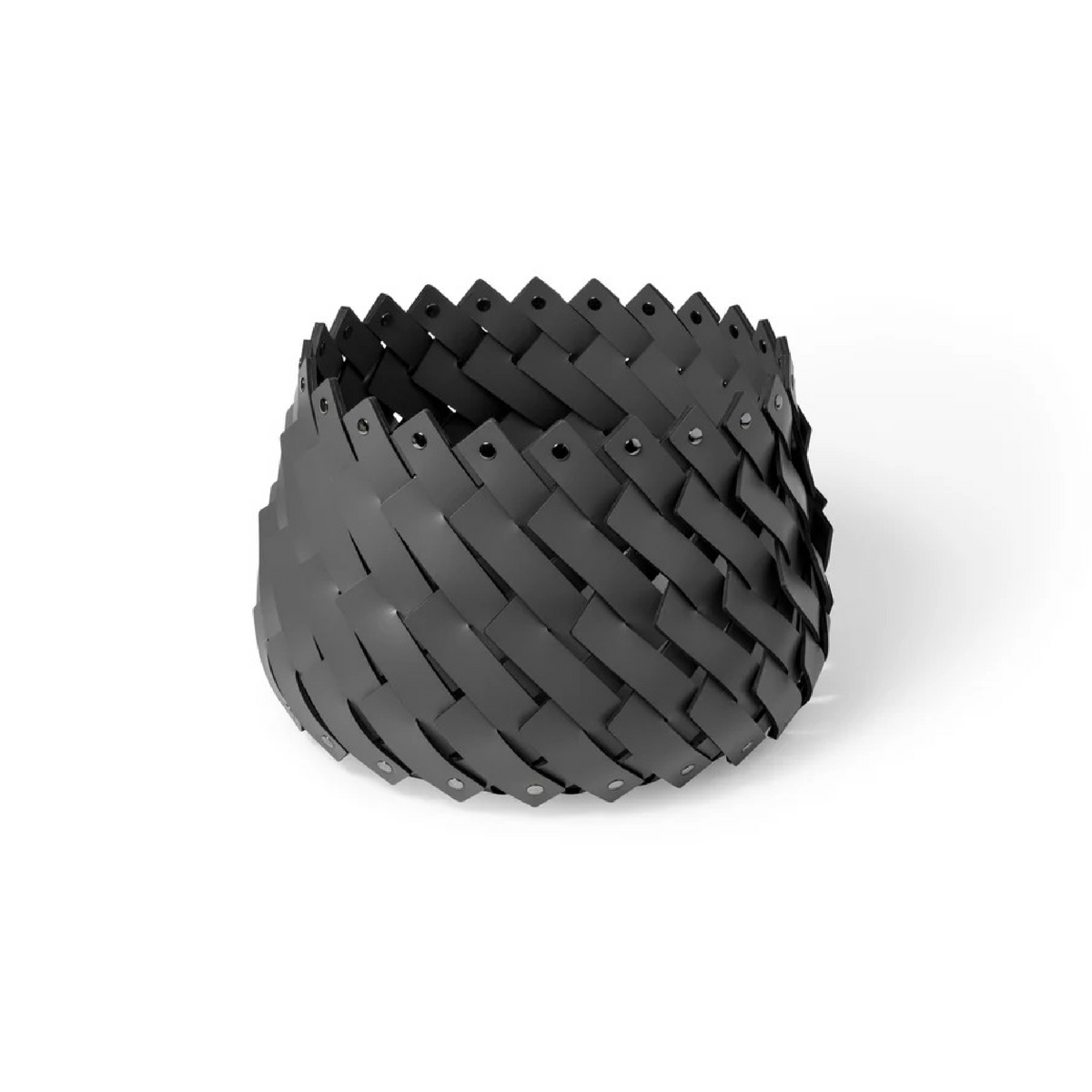 Leather Strips Round Basket S | Pinetti Almeria | OROA.com