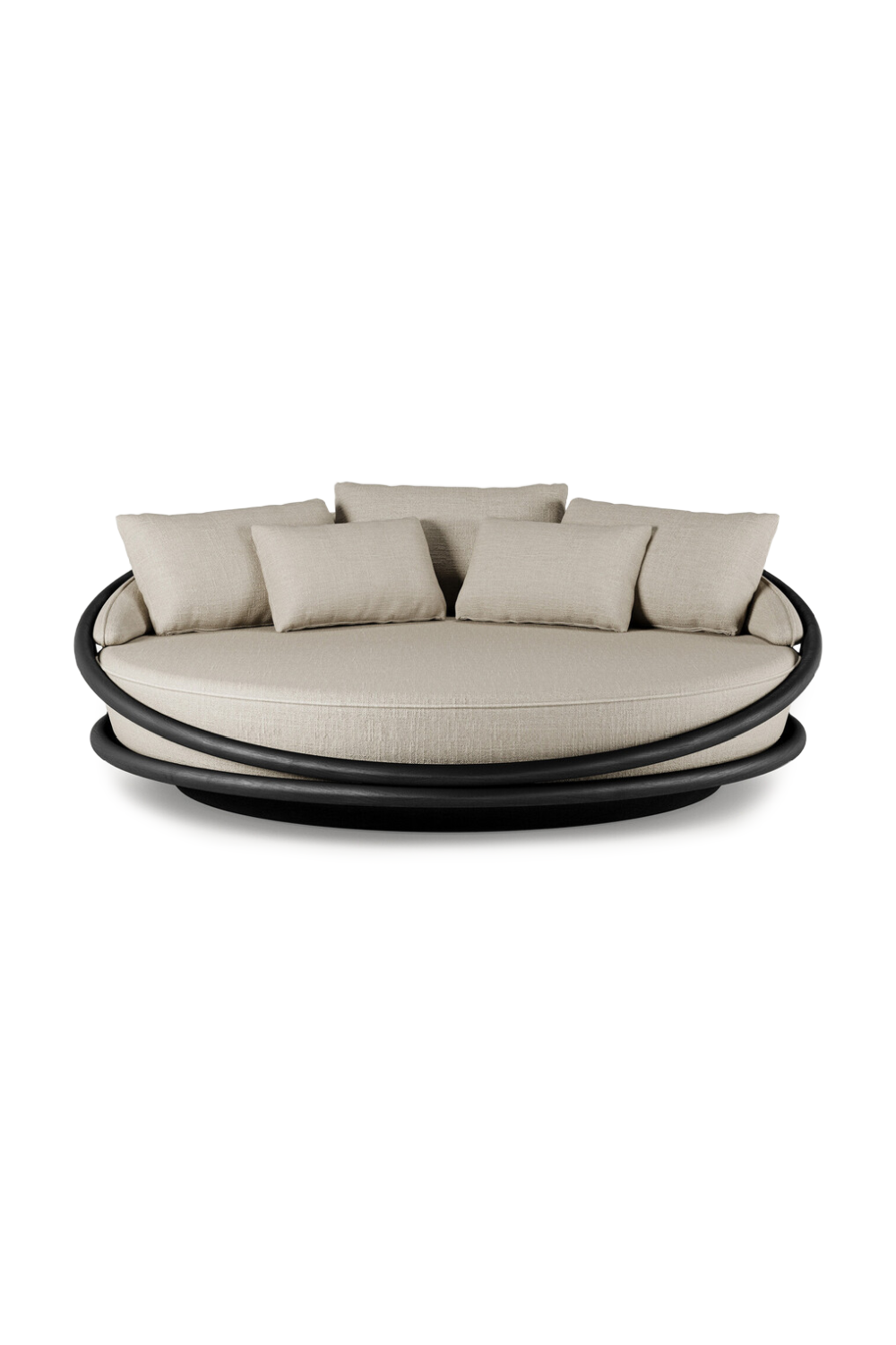 Round Varnished Teak Outdoor Daybed | Morpho By Tomorrowland Solis | Oroa.com