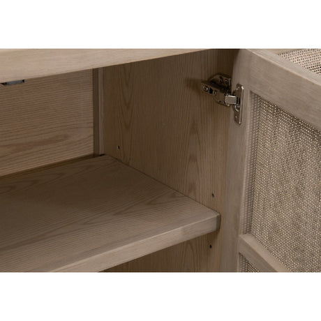 4-Door Gray Cane Media Sideboard | Living Essentials Carina