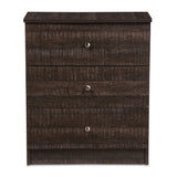 Modern European furniture - Brown Wooden 3-Drawer Chest - www.oroa.com