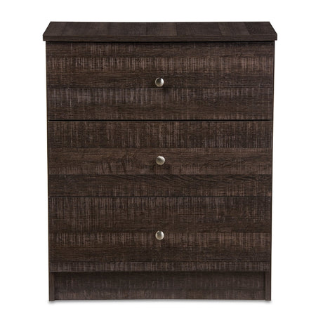 Modern European furniture - Brown Wooden 3-Drawer Chest - www.oroa.com