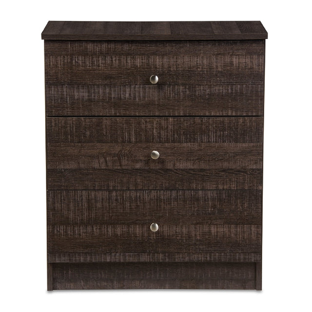 Modern European furniture - Brown Wooden 3-Drawer Chest - www.oroa.com