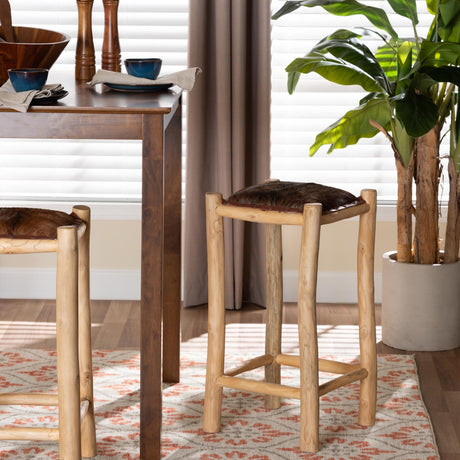 Modern European furniture - Rustic Leather Counter Stool - www.oroa.com