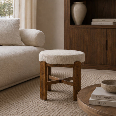 Modern European furniture - Round Fabric Cushioned Ottoman - www.oroa.com