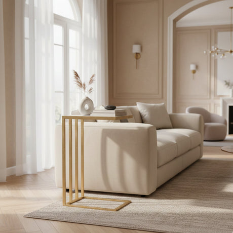 Gold C-Shaped Marble End Table | Bali Loom Parkin