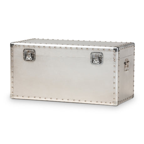 Modern European furniture - Silver Metal Storage Trunk - www.oroa.com