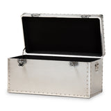 Modern European furniture - Silver Metal Storage Trunk - www.oroa.com