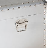 Modern European furniture - Silver Metal Storage Trunk - www.oroa.com