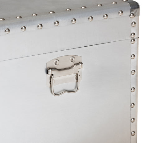 Modern European furniture - Silver Metal Storage Trunk - www.oroa.com