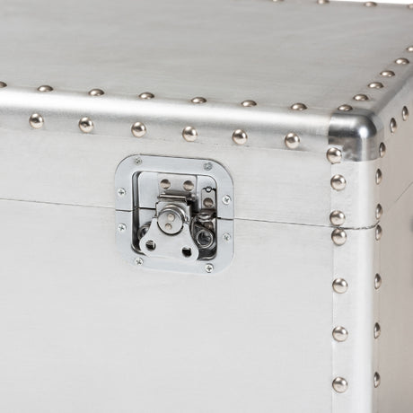Modern European furniture - Silver Metal Storage Trunk - www.oroa.com