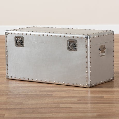 Modern European furniture - Silver Metal Storage Trunk - www.oroa.com