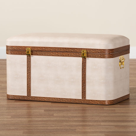 Modern European furniture - Beige Shagreen Look Storage Trunk - www.oroa.com