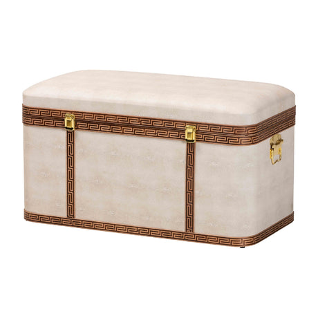 Modern European furniture - Beige Shagreen Look Storage Trunk - www.oroa.com