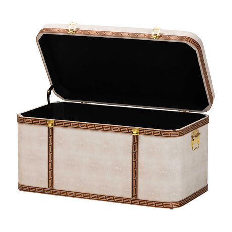 Modern European furniture - Beige Shagreen Look Storage Trunk - www.oroa.com