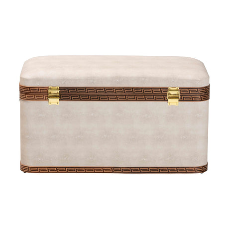 Modern European furniture - Beige Shagreen Look Storage Trunk - www.oroa.com
