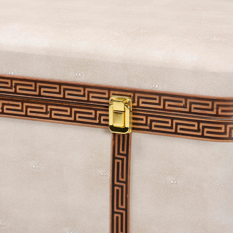 Modern European furniture - Beige Shagreen Look Storage Trunk - www.oroa.com