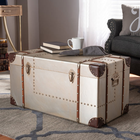 Modern European furniture - Silver Vintage Storage Trunk - www.oroa.com