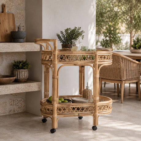 Modern European furniture - Natural Rattan Indoor/Outdoor Kitchen Cart - www.oroa.com