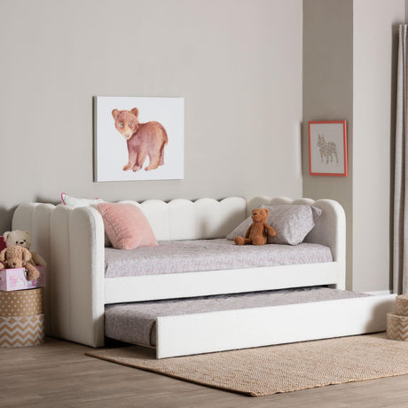 Modern European furniture - Cream Fabric Scalloped Daybed - www.oroa.com