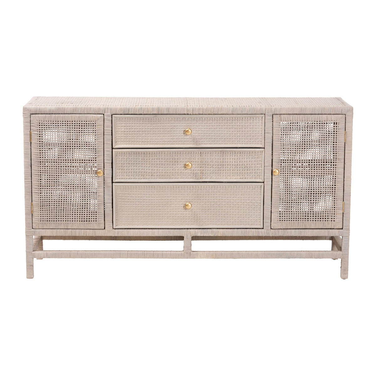 Modern European furniture - Gray Rattan 3-Drawer Cabinet - www.oroa.com