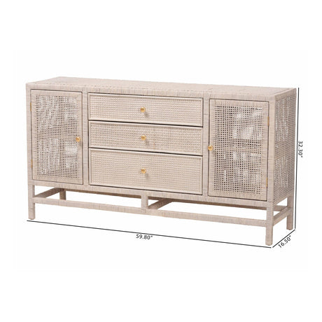 Modern European furniture - Gray Rattan 3-Drawer Cabinet - www.oroa.com