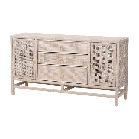 Modern European furniture - Gray Rattan 3-Drawer Cabinet - www.oroa.com