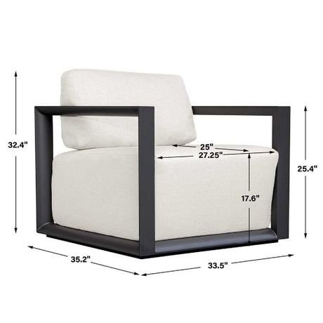 Modern European furniture - White Cushioned Outdoor Lounge Chair - www.oroa.com