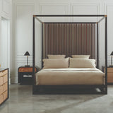Brown Wooden Canopy Bed | Caracole Pinstripe