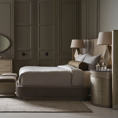 Gray Minimalist Winged Bed | Caracole Dream Chaser