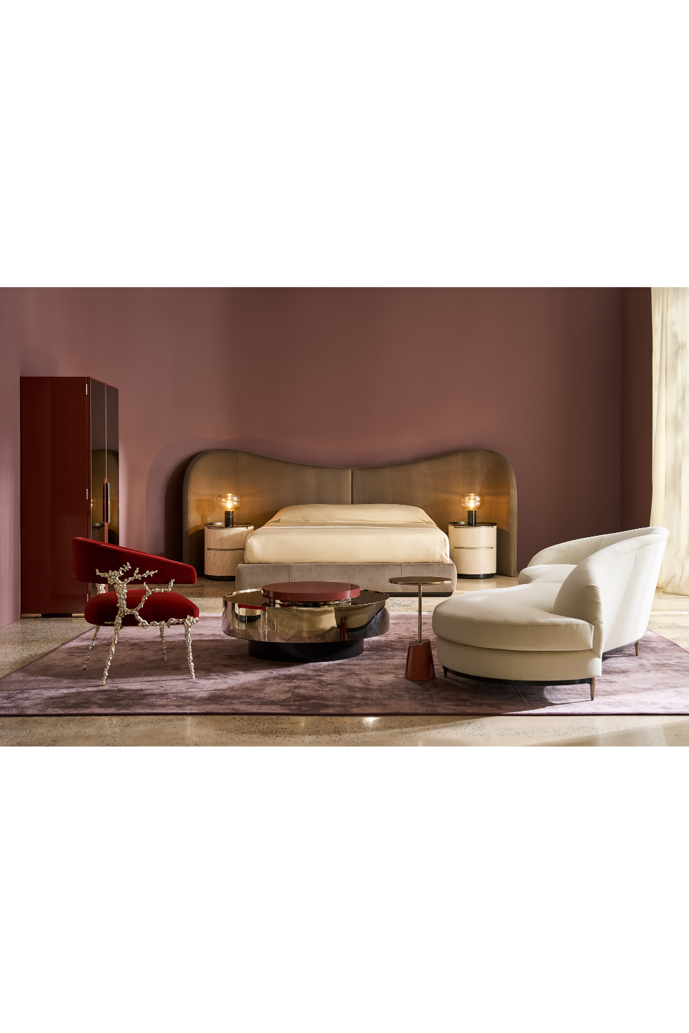 Taupe Velvet Bed | Caracole Clio | Oroa.com
