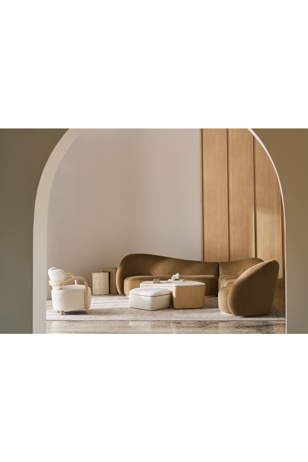 Ivory Bouclé Coffee Table | Caracole Serir | Oroa.com