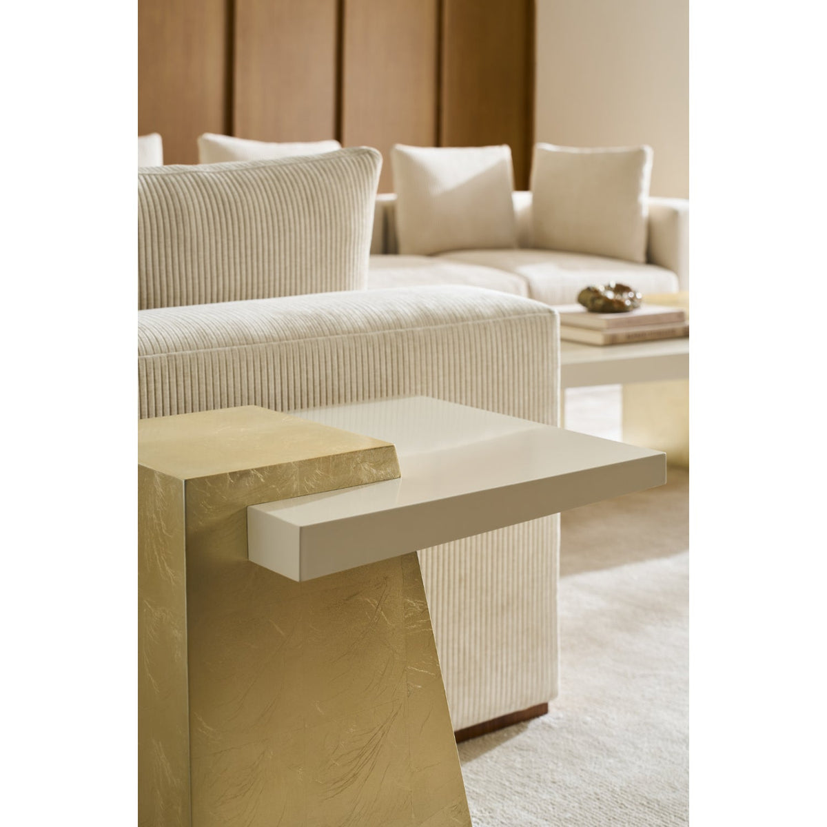 Wooden Trapezoid Side Table | Caracole Plank