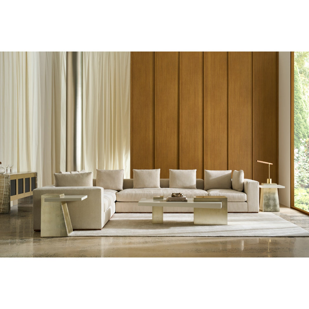 Wooden Trapezoid Side Table | Caracole Plank