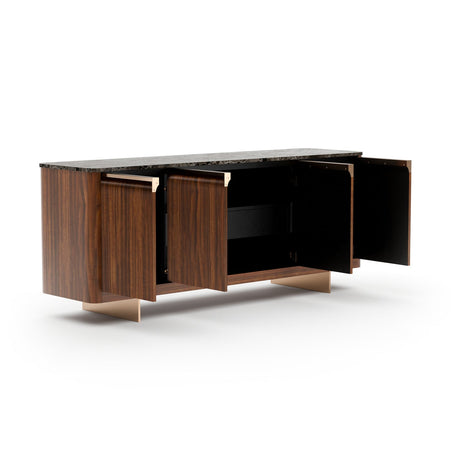 Smoked Walnut 4-Door Sideboard | Caracole Altura